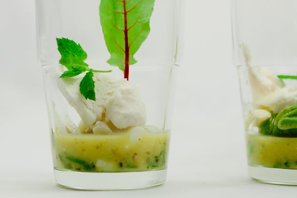Salat von dicken Bohnen mit Ziegenkäse und Zitronendressing